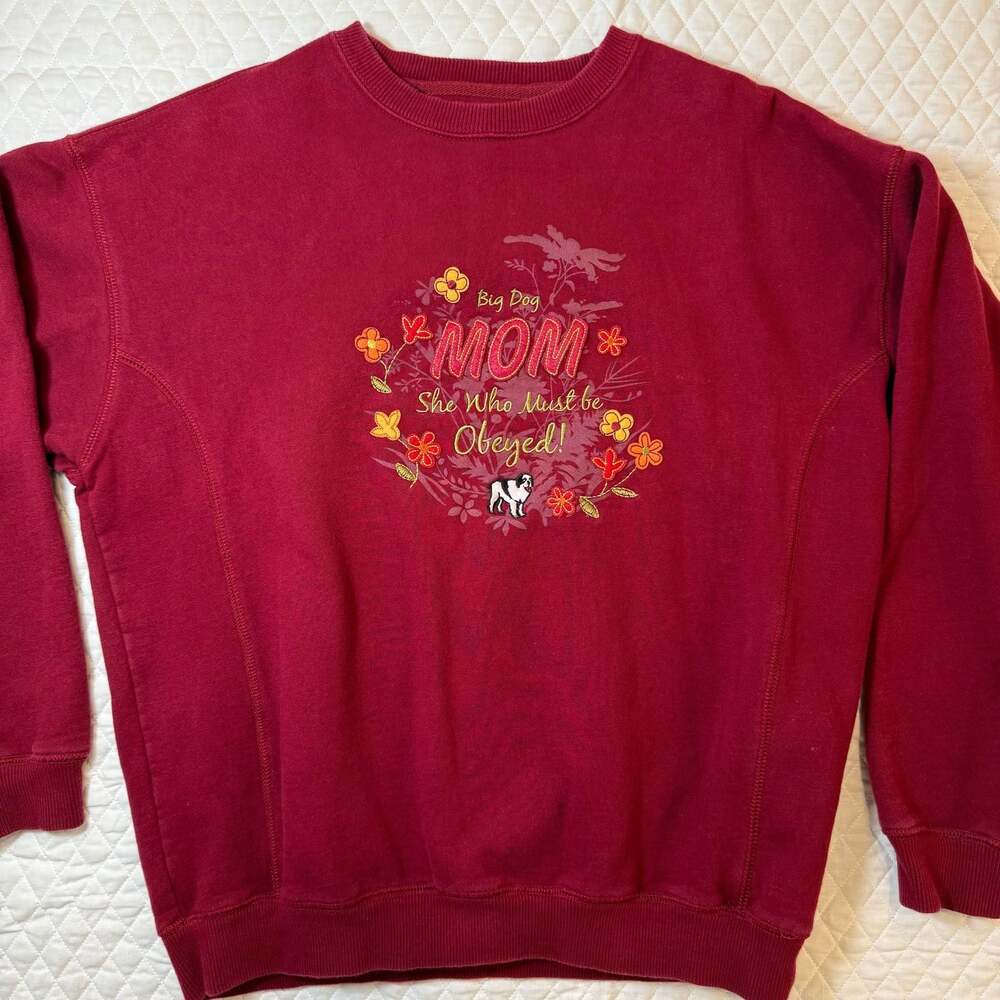 Big Dogs Mom Embroidered Crewneck Sweatshirt